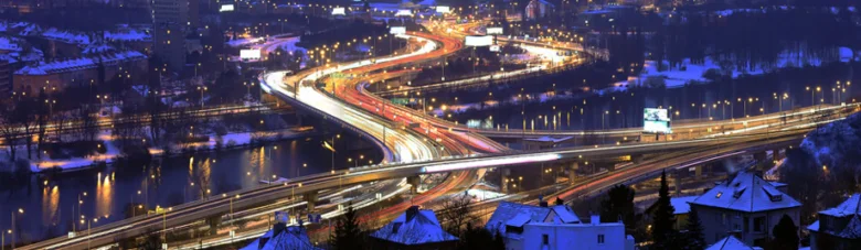 Night highway interchange
